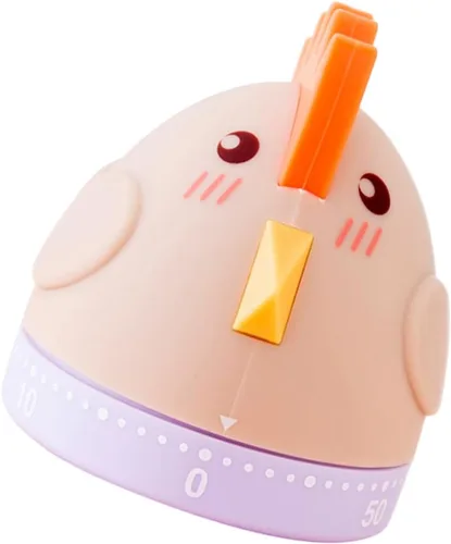 Vista 5 de LIFKOME Lindo temporizador de cocina con temporizador mecánico de pollo para niños, temporizador de 60 minutos de cuerda para huevos para gestión