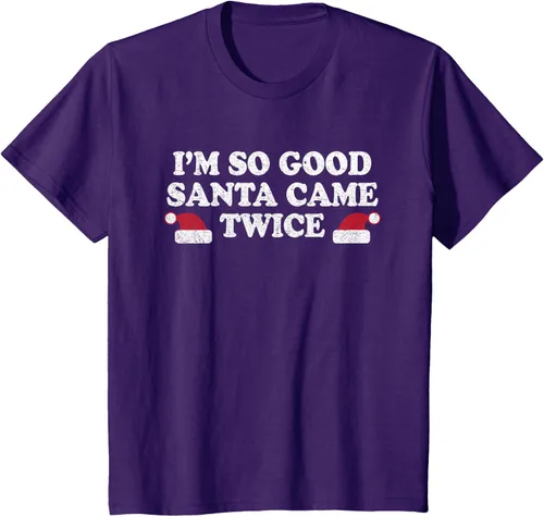 Vista 21 de Camiseta de Navidad con texto en inglés "I'm so good Santa came tware" Negro