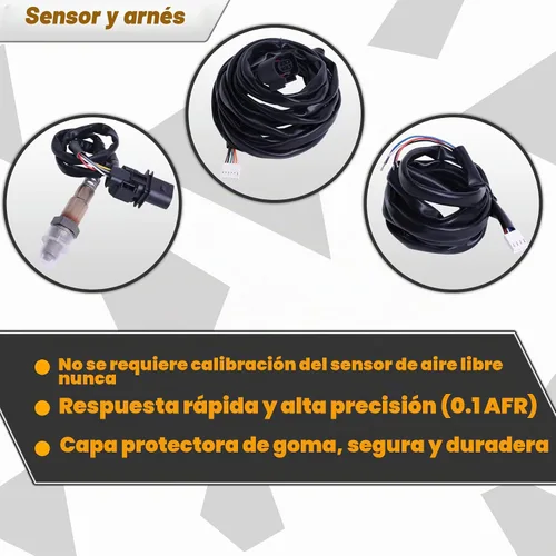 Vista 3 de FHRHRY Calibre de Relación Aire/Combustible UEGO de Banda Ancha 52mm (2-1/16”) con Sensor LSU 4.9, Calibre de Controlador AFR Digital, Kit de Sensor