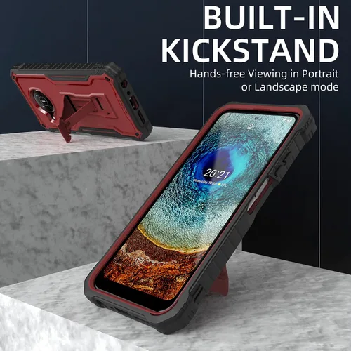 Vista 5 de Funda para Nokia X100, protección de grado militar a prueba de golpes, con protector de pantalla HD de vidrio templado y soporte compatible