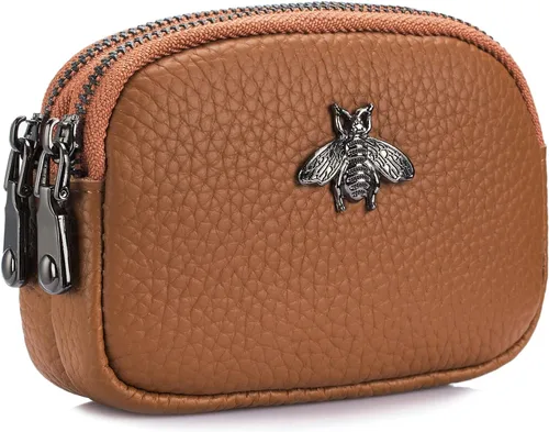 Vista 29 de Monedero de cuero para mujer, billetera pequeña para mujer, bolsa de cambio A-Negro