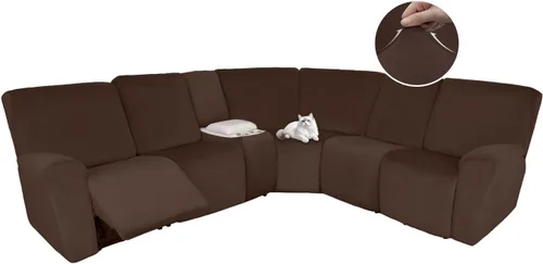 Vista 153 de HDCAXKJ Fundas de sofá seccional reclinable de terciopelo, cubierta de sofá seccional en forma de L, lavable, elástica, suave, para rincón