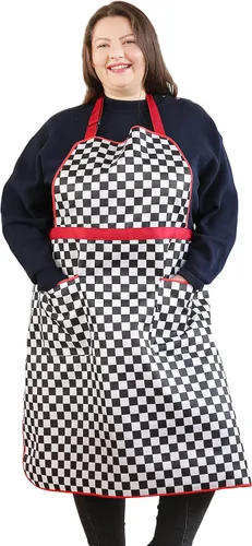 Vista 40 de Delantales de algodón y lino para hornear, talla grande, para mujer, con bolsillos, cocina