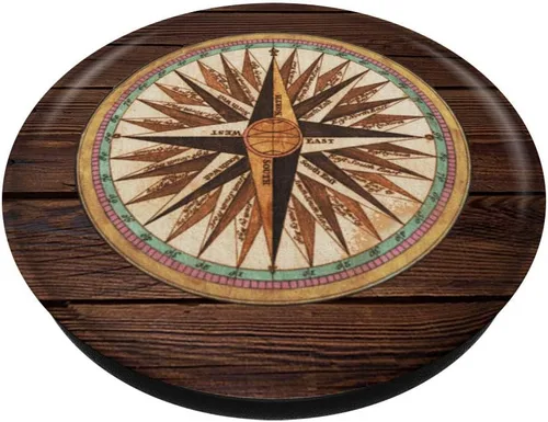 Vista 2 de Brújula náutica vintage, con forma de PopSockets para teléfonos y tabletas