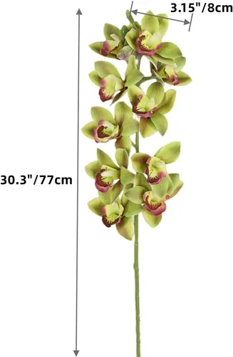 Vista 2 de XZJMY Flores artificiales de orquídeas artificiales 3D, flores artificiales de seda de 10 cabezas de seda, flores artificiales para exteriores