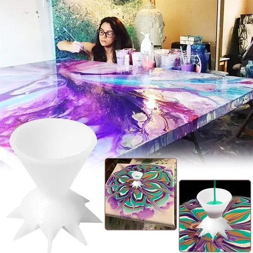 Vista 2 de Taza dividida para verter pintura, mini embudo dividido de 7 patas, mini embudo para verter flores, pintura de bricolaje, embudo para verter