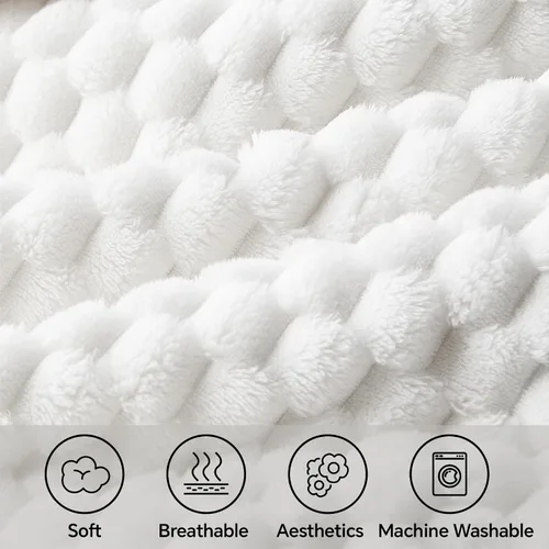 Vista 133 de BEDELITE Manta de forro polar para sofá y cama, manta decorativa de jacquard 3D de almendra, súper suave y acogedora, manta mullida cálida adecuada