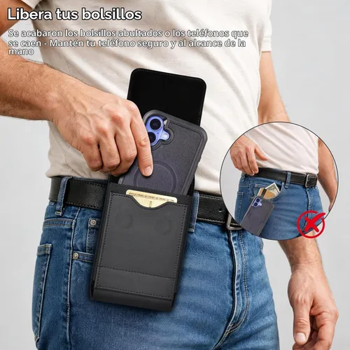 Vista 7 de ykooe Funda para teléfono celular con clip para cinturón, cierre magnético