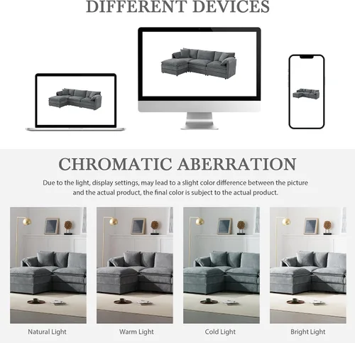 Vista 84 de Moderno sofá modular en forma de U con almohadas para la cintura, sofá cama con diván, sofá tapizado simétrico de felpilla de 6 asientos para sala