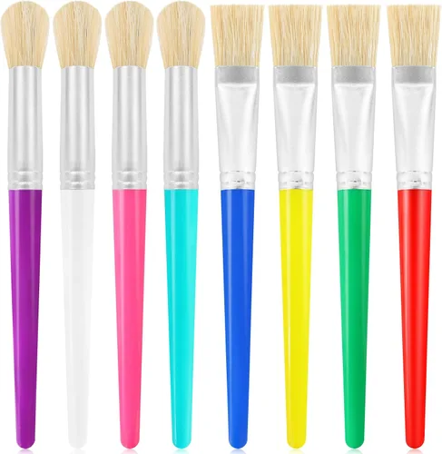 Vista 8 de Pinceles de pintura para niños, 16 piezas de pinceles de pintura gordita para niños, juego a granel para manualidades, preescolar lavables