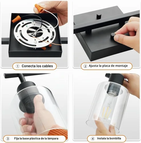 Vista 8 de Iluminación LED para techo, luz de pista de 17 pulgadas con pantalla de vidrio transparente, foco de techo negro para cocina, cabezal giratorio