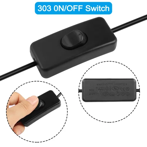 Vista 3 de Cable de extensión USB, 4 unidades, 5 V, macho a hembra, extensor con interruptor, adecuado para ventilador USB de 5 V, tira LED, lámpara