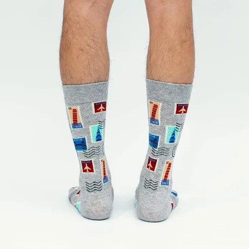 Vista 5 de Bonangel - Calcetines de vestir coloridos divertidos y artísticos para hombre