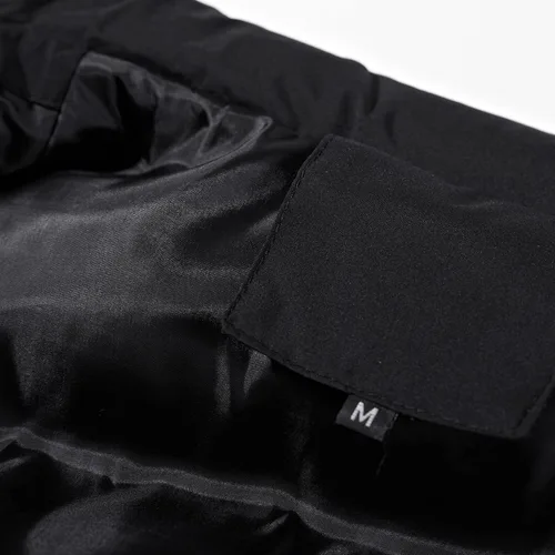 Vista 7 de Chaleco acolchado para hombre, invierno, casual, trabajo, deportes, viajes, exteriores, bolsillos acolchados, chaqueta negra, M-5XL