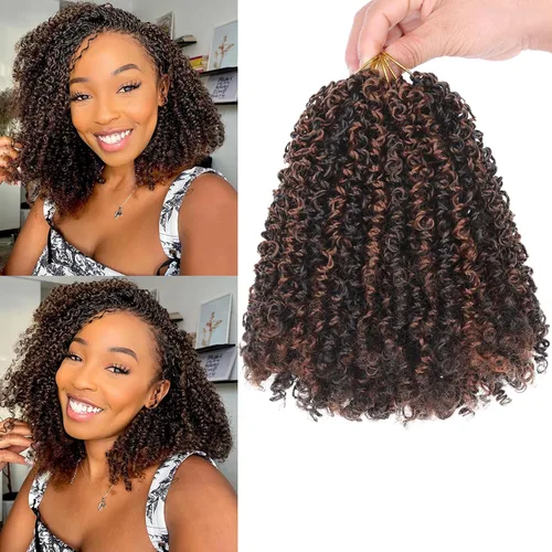Vista 16 de COOKOO 6 pulgadas 8 paquetes Cabello de Ganchillo Pre-enrollado Yanky Twist para Mujeres Negro Natural Mini Passion Twists Pre-retorcido Cabello