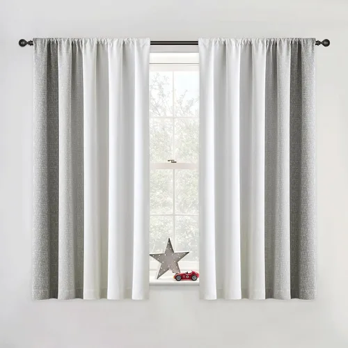 Vista 34 de Cortinas Ombre 100% Opacas de 63 Pulgadas de Largo 2 Paneles para Dormitorio Azul Blanco Patrón Degradado Oscurecimiento de Habitación Aislamiento