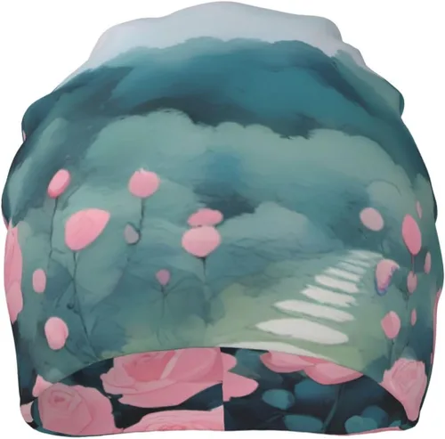 Vista 2 de Pretty Rose Garden Warm and Breathable Men's and Women's Universal Versatile Brimless Hat, for Daily Home and Outdoor Activities Clothing Accessories
