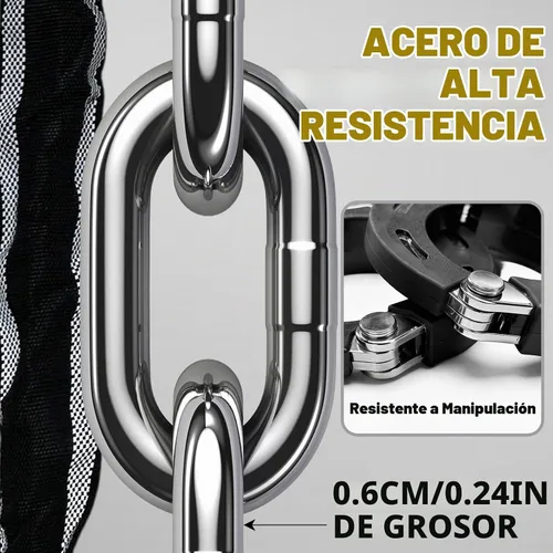 Vista 3 de Candado antirrobo, cerradura de bicicleta de 36.6 pulgadas, cadena resistente con combinación de 4 dígitos, bloqueo de scooter eléctrico, cadena