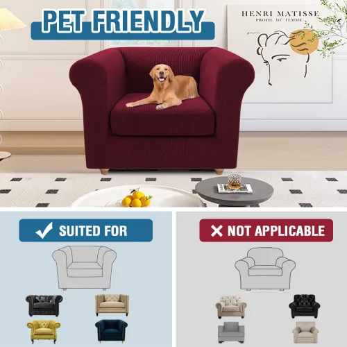 Vista 3 de Funda para silla Chesterfield de 2 piezas para sofá de 1 cojín, fundas para silla de brazo alto, 1 asiento, alta elasticidad, lavable, protector