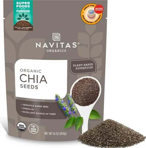 Vista 10 de Navitas Organics Semillas de chía - Para pudín de chía, batidos, horneado, ensaladas y más - Omega 3, fibra, minerales - USDA orgánico, sin OGM