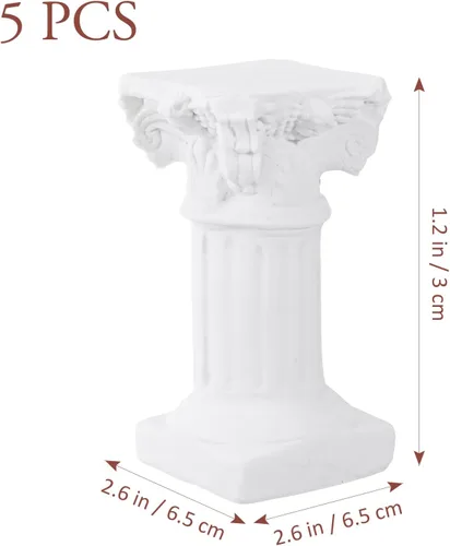 Vista 5 de Holibanna Estatuas de pilar romanas 5 piezas de resina mini pedestal griega para decoración del hogar, jardín, boda, fotografía, accesorios de 2.55