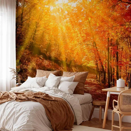 Vista 17 de artgeist Mural de pared premium Bosque púrpura, 79 x 55 pulgadas, papel tapiz no tejido, decoración de pared de vellón, impresión fotográfica