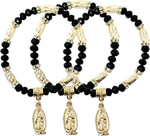 Vista 3 de YRP Pulsera de Rosario de Guadalupe de cristal de 12 piezas de plata - Bautizo favor/Bautizo/Recuerdos de Bautizo/Quinceañera/Baby Shower