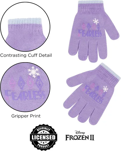 Vista 5 de Disney Juego de gorro y guantes de invierno para niñas de 2 a 4 años o Frozen 2 con gorro Elsa & Anna y guantes para niños de 4 a 7 años