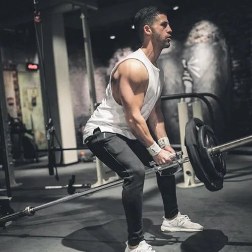 Vista 4 de Camiseta de tirantes para hombre, corte muscular, lados abiertos, culturismo, gimnasio, entrenamiento, Stringer