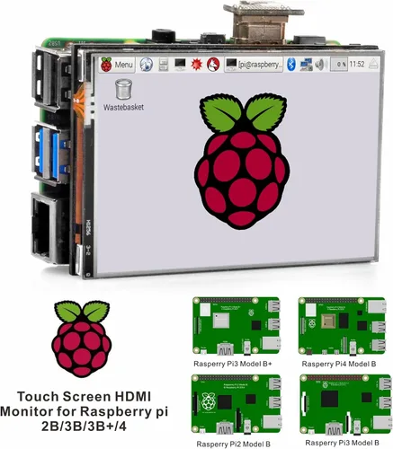 Vista 7 de OSOYOO 3.5 "HDMI LCD pantalla táctil para Raspberry Pi 5 4 3 2 con lápiz óptico