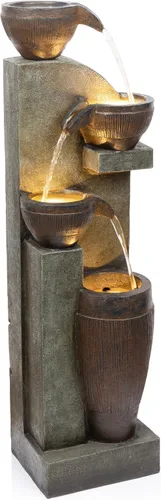 Vista 9 de Alpine Corporation TZL368 Fuente de 40" para interiores/exteriores de 4 niveles con luces LED – Maceta en cascada y cuenco, fuente de agua, elegante
