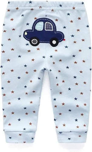 Vista 5 de Paquete de 4 pantalones unisex de algodón para bebé recién nacido, leggings casuales bordados de 0 a 24 meses para niños y niñas