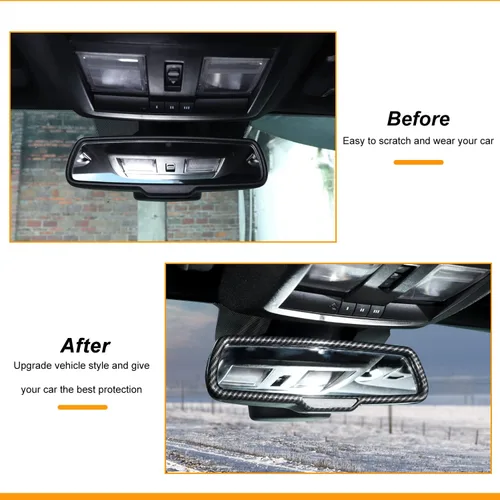 Vista 3 de RAZPOY Cubierta de espejo retrovisor interior para Dodge Challenger 2015-2024 y Charger Durango 2011-2024 y Ram 2010-2017, fibra de carbono