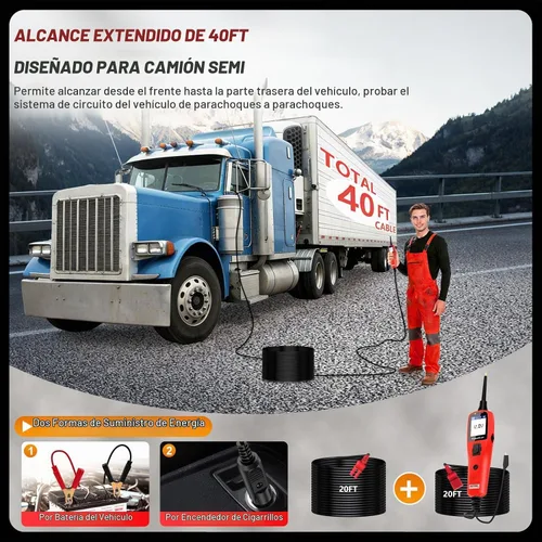 Vista 3 de Autel PowerScan PS100 - Probador de circuito de automóvil, kit universal de sonda de circuito de alimentación automotriz de 12 V 24 V con cable