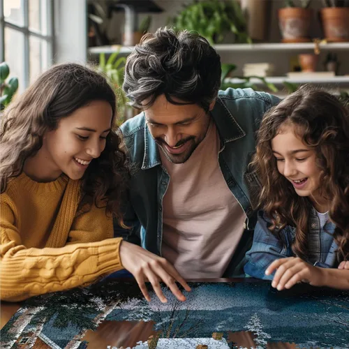 Vista 4 de White Mountain Rompecabezas de 1000 piezas para vacaciones de invierno y Navidad con piezas grandes, regalo para adultos y familia de 24 x 30