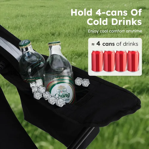 Vista 5 de Silla de camping ALPHA CAMP 2 Pack Silla portátil con enfriador de 3 latas Silla plegable con bolsillo lateral y portavasos, plegable para camping