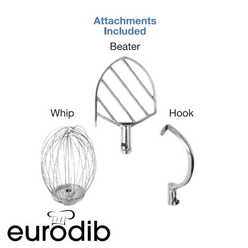 Vista 3 de Eurodib M20ETL Máquina mezcladora para cocina, de 20 cuartos de galón, con movimientos planetarios.