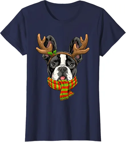 Vista 30 de Camiseta de Navidad para perro Bulldog Francés, Negro, S