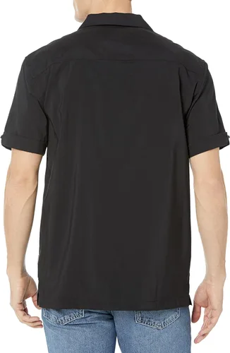 Vista 2 de Cubavera Camisa de manga corta con botones y cuello de campamento para hombre