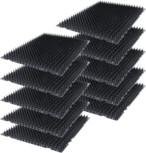 Vista 2 de Paquete de 10 alfombrillas de protección contra gatos de 13 x 16 pulgadas, para interiores y exteriores, valla repelente de gatos humanitaria (negro)
