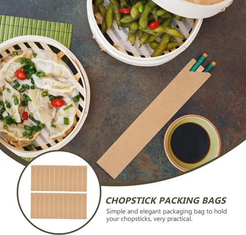 Vista 3 de Kichvoe 200 fundas desechables de papel para cubiertos, palillos y soporte para cubiertos, bolsa de bolsillo, bolsas de envoltura de vajilla de 7.08