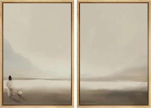 Vista 92 de MUDECOR Lienzo enmarcado para pared, bosque brumoso, reflejos, paisaje tranquilo, ilustraciones modernas, arte decorativo, bohemio, tranquilo/zen