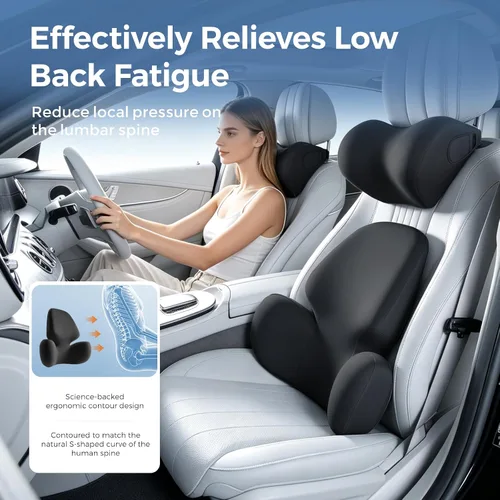 Vista 2 de BEBAS Almohada de apoyo lumbar para silla de oficina, cojín ergonómico de espuma viscoelástica para aliviar el dolor de espalda baja, funda lavable