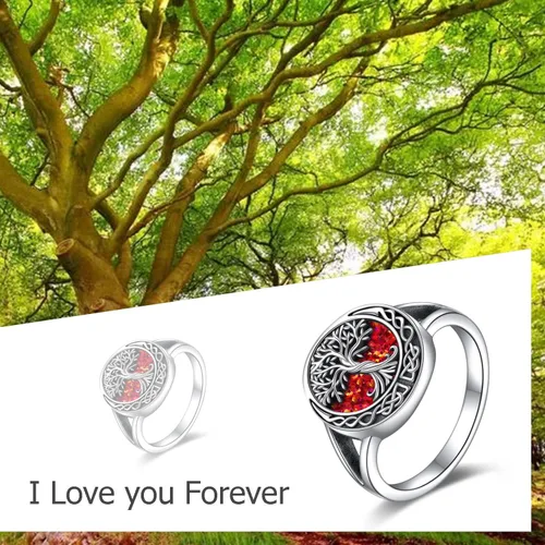 Vista 6 de ONEFINITY Anillos de plata de ley con nudo celta, árbol de la vida, joyería de árbol genealógico, regalos para mujeres