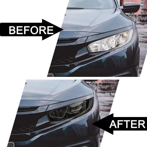 Vista 4 de TOMALL 1 par de películas de vinilo para faros delanteros, tinte de humo compatibles con Honda Civic 2016-2021, calcomanías autoadhesivas para 20%