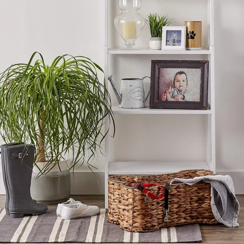Vista 5 de Bone Dry Pet Storage Collection, cesta de juguete de jacinto en forma de hueso, marrón oscuro, grande, 24 x 15 x 9 pulgadas