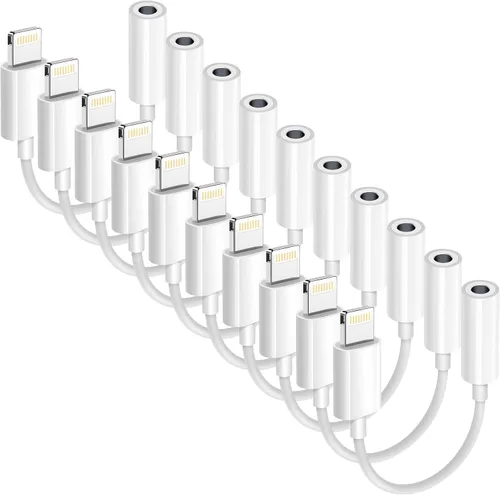 Vista 16 de Paquete de 1 adaptador Lightning a conector de auriculares de 0.138 in con certificación MFi de Apple para iPhone, adaptador auxiliar para iPhone