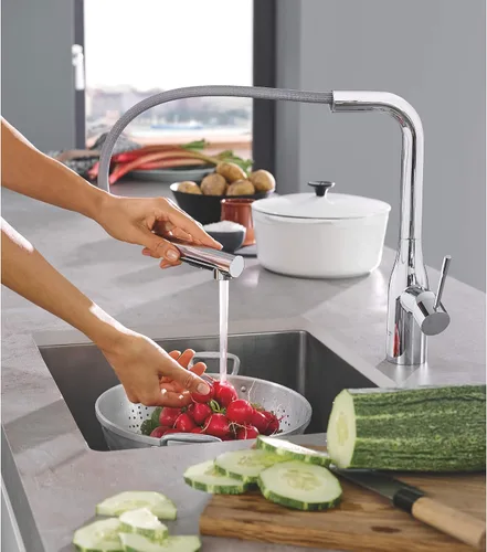 Vista 7 de Llave de baño de gran pico, 1 manija Essence en níquel cepillado InfinityFinish, 30271000