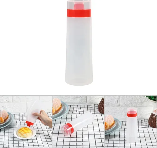 Vista 7 de AYNEFY Botellas de condimento de plástico de 10.1 fl oz, 4 agujeros, ketchup, mermelada, mayonesa, aceite de oliva, vinagre, cocina y manualidades