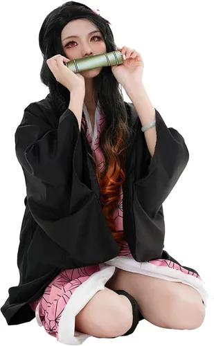Vista 4 de colarm Nezuko Costume, Cosplay Suit, Nezuko Cosplay Uniform for Girls Kids Women,for Halloween, Theme Party, Cosplay Show